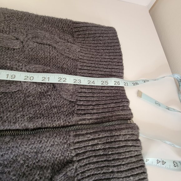 LOFT Dark Grey Women's Zip-Up Cable Knit Cardigan Sweater, Size L, NWOT - Picture 6 of 12